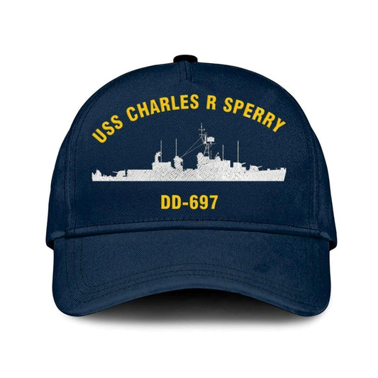 Us Navy Veteran Cap, Embroidered Cap, Uss Charles S Sperry Dd-697 Classic 3D Embroidered Hats