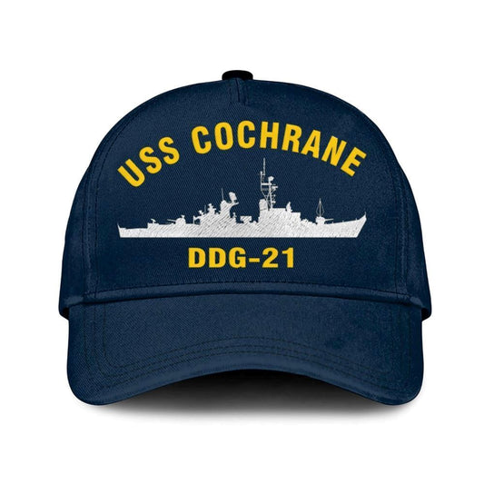 Us Navy Veteran Cap, Embroidered Cap, Uss Cochrane Ddg-21 Classic 3D Embroidered Hats