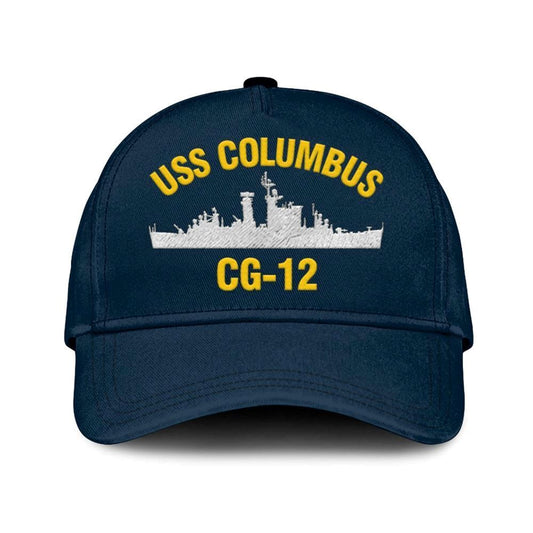 Us Navy Veteran Cap, Embroidered Cap, Uss Columbus Cg-12 Classic 3D Embroidered Hats
