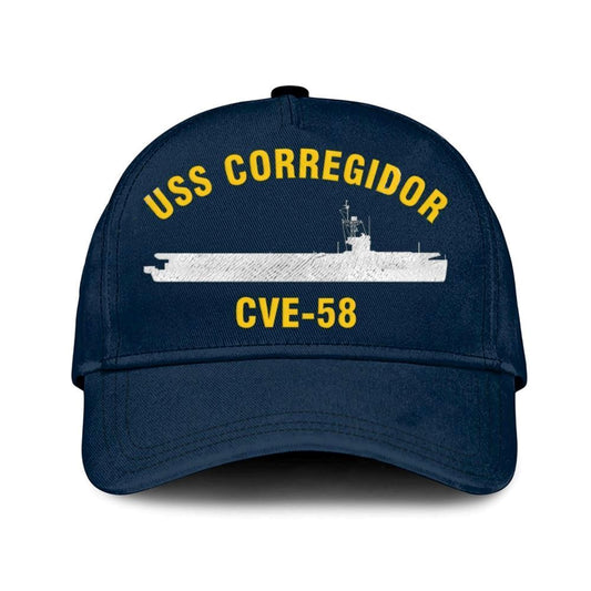 Us Navy Veteran Cap, Embroidered Cap, Uss Corregidor Cve-58 Classic 3D Embroidered Hats