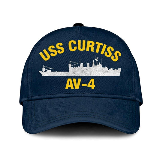 Us Navy Veteran Cap, Embroidered Cap, Uss Curtiss Av-4 Classic 3D Embroidered Hats