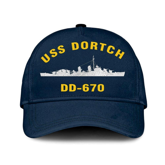 Us Navy Veteran Cap, Embroidered Cap, Uss Dortch Dd-670 Classic 3D Embroidered Hats