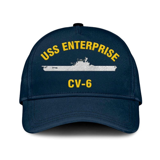 Us Navy Veteran Cap, Embroidered Cap, Uss Enterprise Cv-6 Classic 3D Embroidered Hats