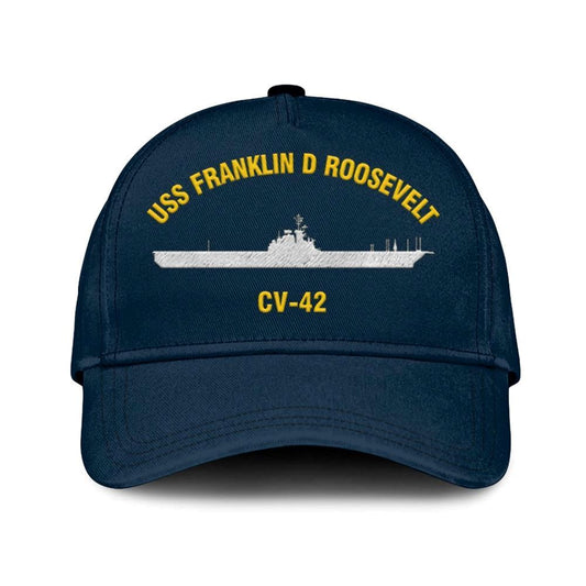 Us Navy Veteran Cap, Embroidered Cap, Uss Franklin D Roosevelt Cv-42 Classic 3D Embroidered Hats