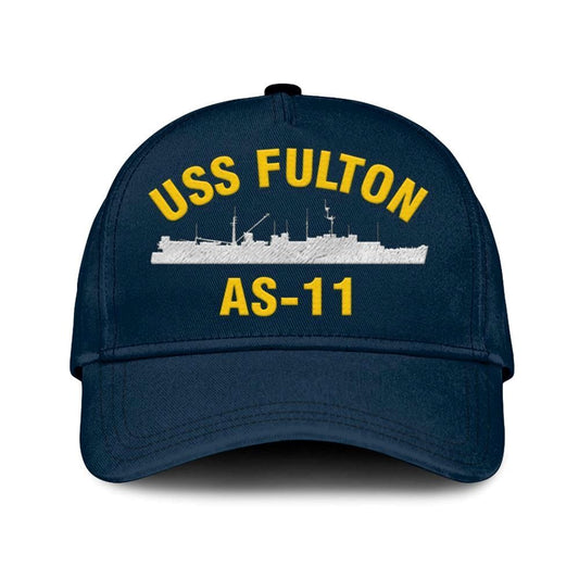 Us Navy Veteran Cap, Embroidered Cap, Uss Fulton As-11 Classic 3D Embroidered Hats