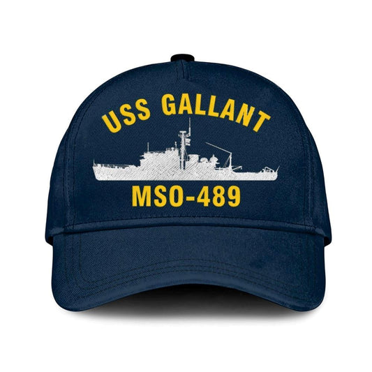 Us Navy Veteran Cap, Embroidered Cap, Uss Gallant Mso-489 Classic 3D Embroidered Hats