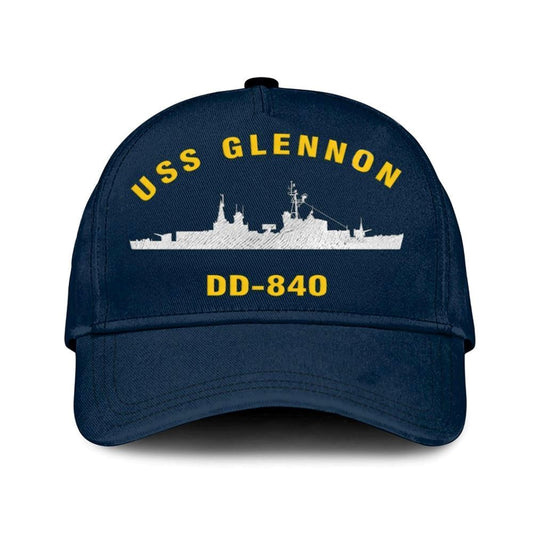 Us Navy Veteran Cap, Embroidered Cap, Uss Glennon Dd 840 Classic 3D Embroidered Hats