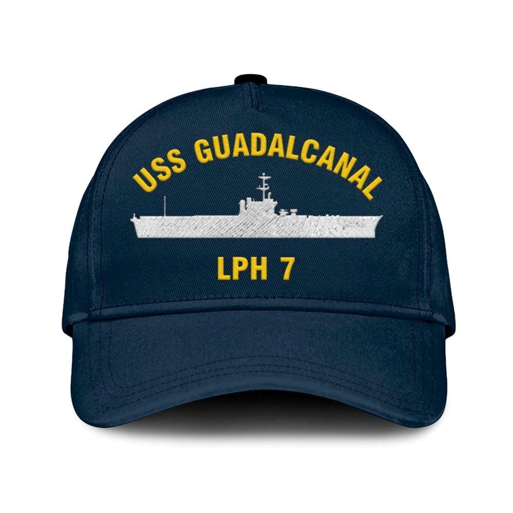 Us Navy Veteran Cap, Embroidered Cap, Uss Guadalcanal Lph 7 Classic 3D Embroidered Hats