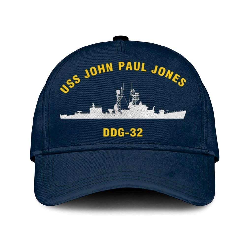 Us Navy Veteran Cap, Embroidered Cap, Uss John Paul Jones Ddg-32 Classic 3D Embroidered Hats