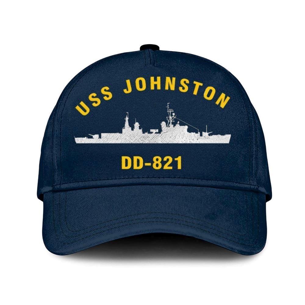 Us Navy Veteran Cap, Embroidered Cap, Uss Johnston Dd-821 Classic 3D Embroidered Hats