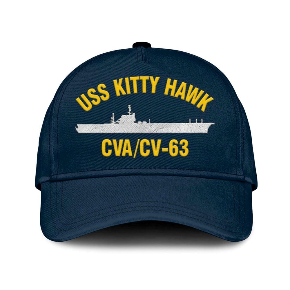 Us Navy Veteran Cap, Embroidered Cap, Uss Kitty Hawk Cv-63 Classic 3D Embroidered Hats