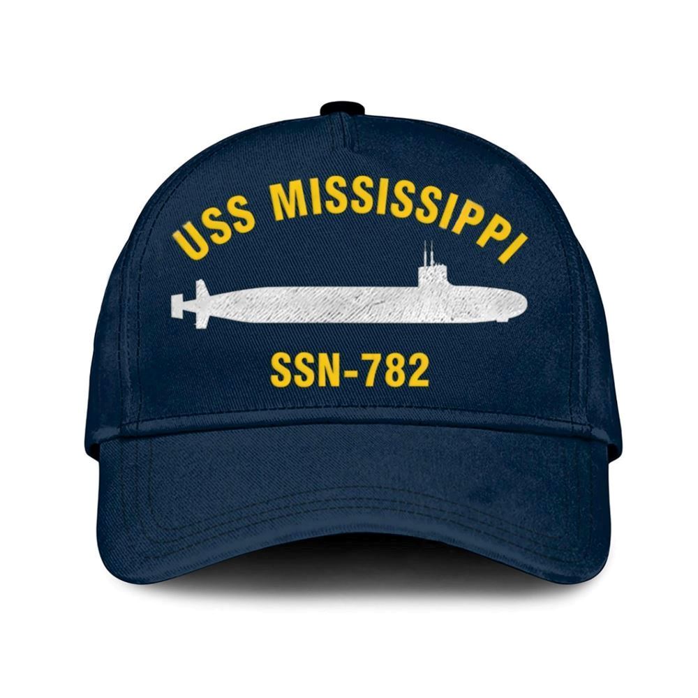 Us Navy Veteran Cap, Embroidered Cap, Uss Mississippi Ssn-782 Classic 3D Embroidered Hats
