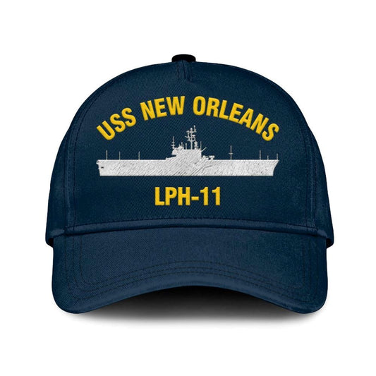 Us Navy Veteran Cap, Embroidered Cap, Uss New Orleans Lph-11 Classic 3D Embroidered Hats