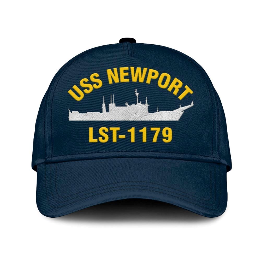 Us Navy Veteran Cap, Embroidered Cap, Uss Newport Lst-1179 Classic 3D Embroidered Hats