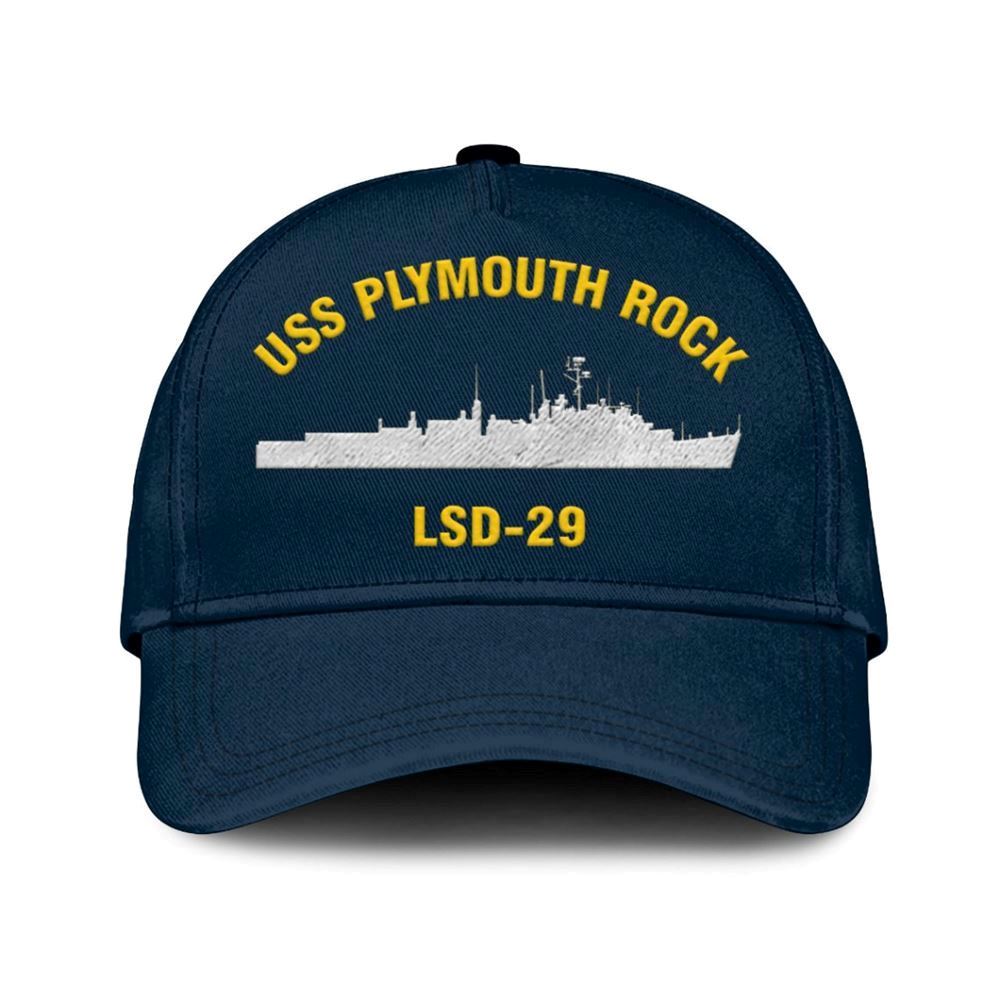 Us Navy Veteran Cap, Embroidered Cap, Uss Plymouth Rock Lsd -29 Classic 3D Embroidered Hats