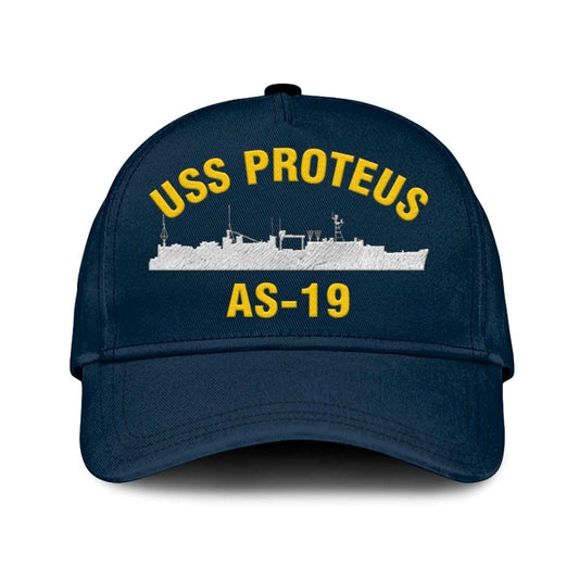 Us Navy Veteran Cap, Embroidered Cap, Uss Proteus As-19 Classic 3D Embroidered Hats