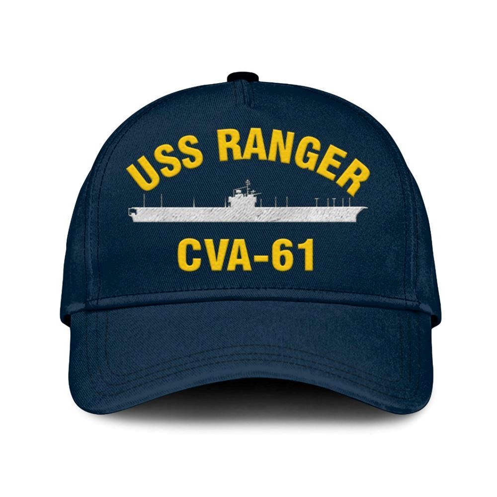Us Navy Veteran Cap, Embroidered Cap, Uss Ranger Cva-61 Classic 3D Embroidered Hats