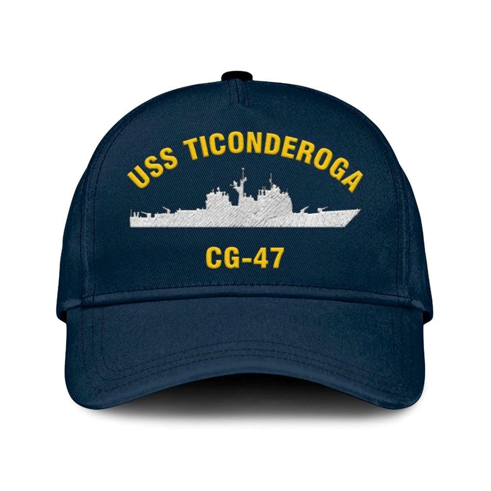 Us Navy Veteran Cap, Embroidered Cap, Uss Ticonderoga Cg-47 (1) Classic 3D Embroidered Hats