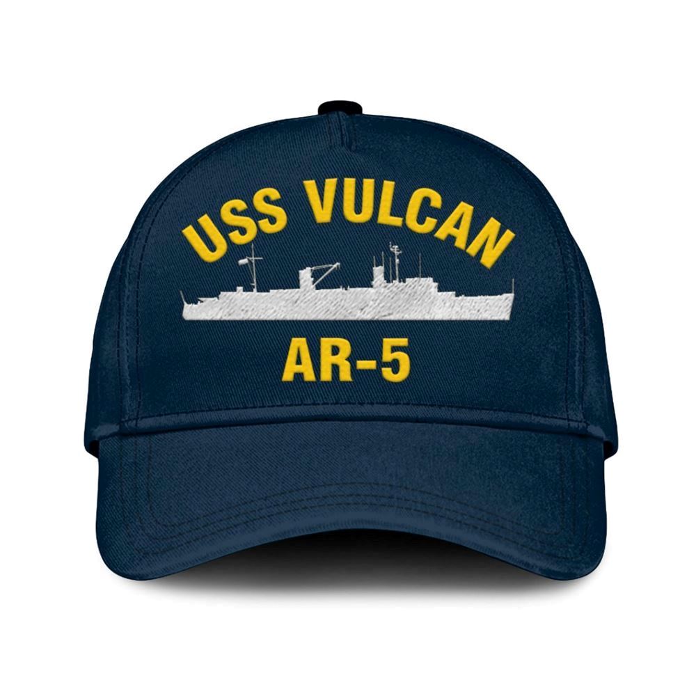 Us Navy Veteran Cap, Embroidered Cap, Uss Vulcan Ar-5 Classic 3D Embroidered Hats