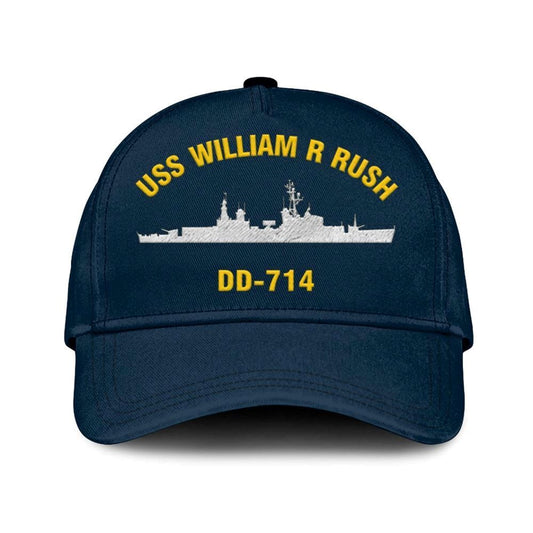 Us Navy Veteran Cap, Embroidered Cap, Uss William R Rush Dd 714 Classic 3D Embroidered Hats