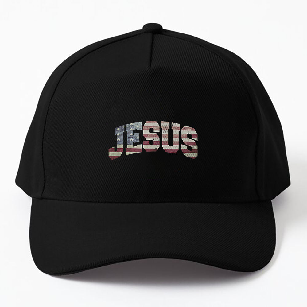 Usa Us Flag Patriotic 4th Of July Jesus Cap