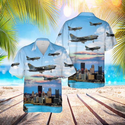 Usaf 146th Pennsylvania Air National Guard Tactical Fighter Squadron A-7d-12-Cv Corsair Ii Hawaiian Shirt - Beachwear For Men - Best Hawaiian Shirts
