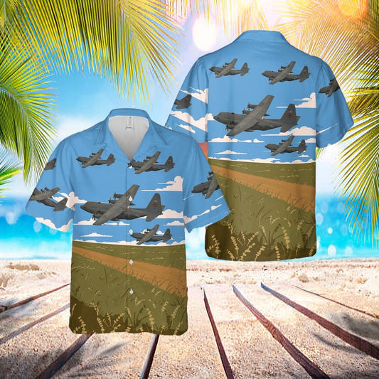 Usaf 182nd Airlift Wing Illinois Air National Guard C-130 H3 Hercules Hawaiian Shirt - Beachwear For Men - Best Hawaiian Shirts