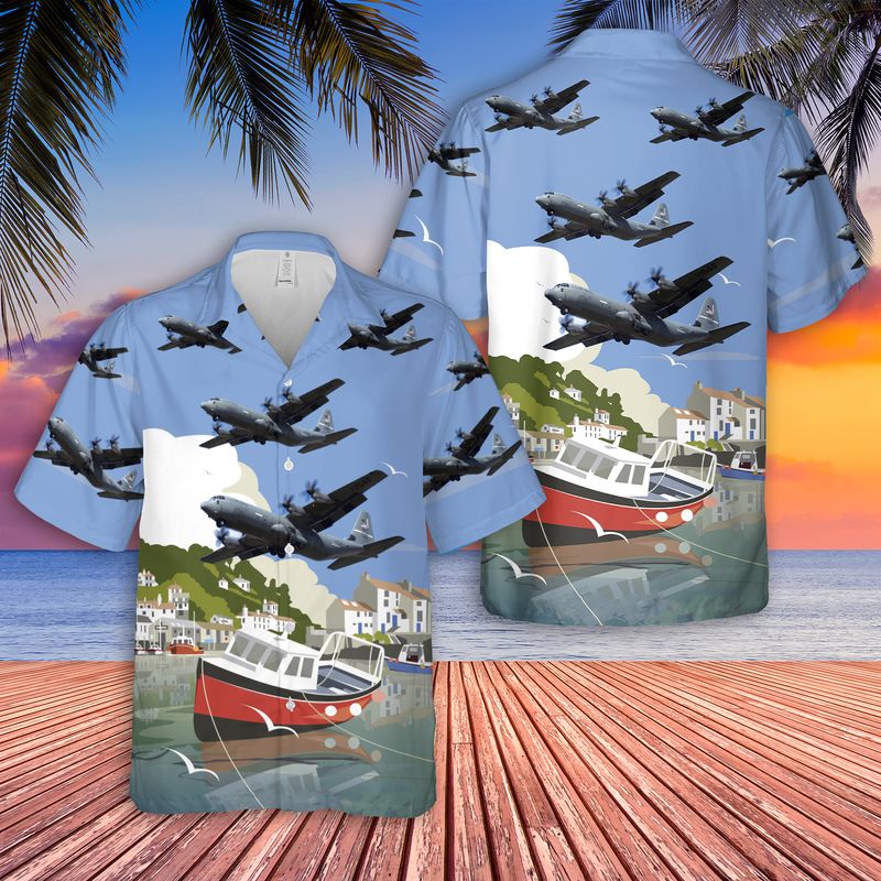 Usaf 41st Airlift Squadron Blackcats C-130j Hawaiian Shirt - Beachwear For Men - Best Hawaiian Shirts