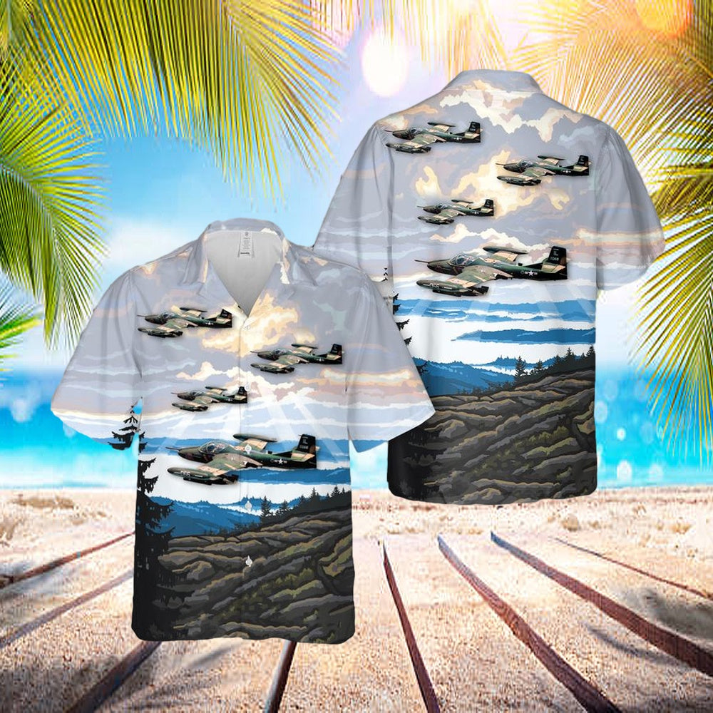 Usaf Illinois Air National Guard 169th Tactical Air Support Squadron Oa-37b Dragonfly Hawaiian Shirt - Beachwear For Men - Best Hawaiian Shirts