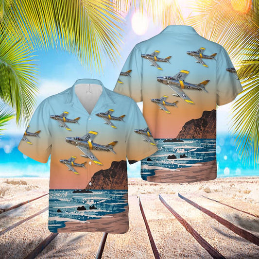 Usaf North American F-86 Sabre Hawaiian Shirt - Beachwear For Men - Best Hawaiian Shirts