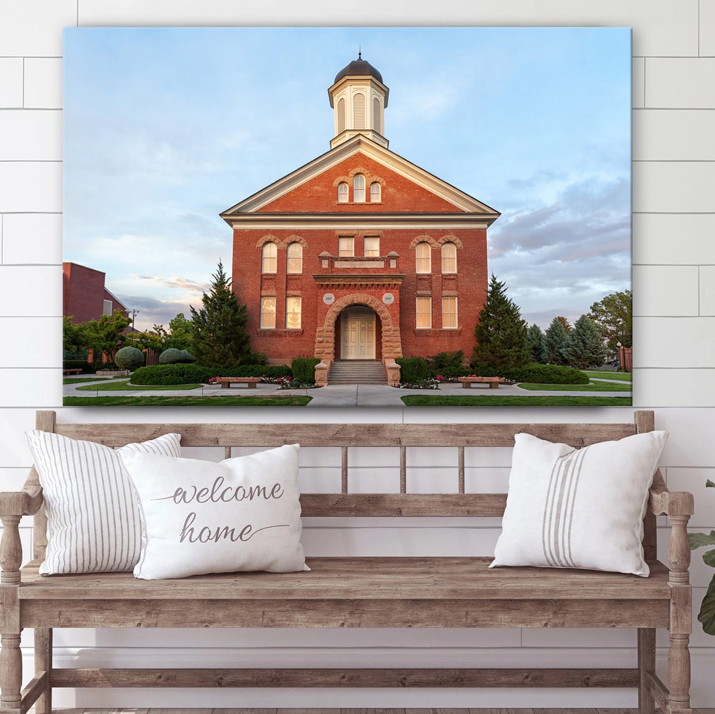 Vernal Temple Front Entrance Canvas Wall Art - Jesus Christ Picture - Canvas Christian Wall Art