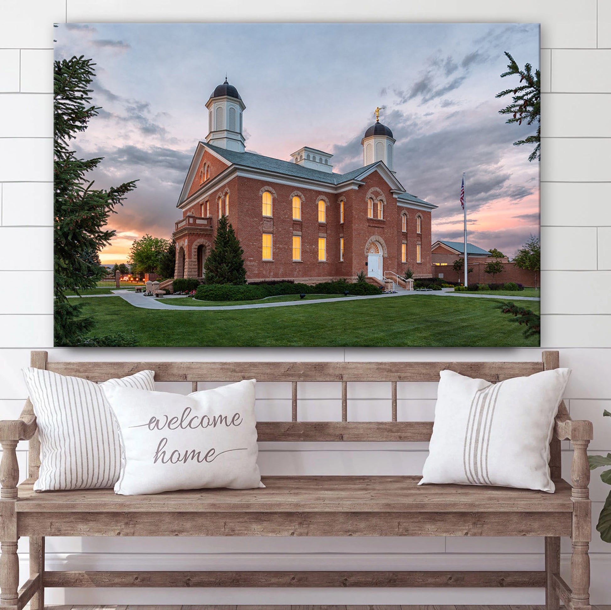 Vernal Temple Summer Lawn Canvas Wall Art - Jesus Christ Picture - Canvas Christian Wall Art