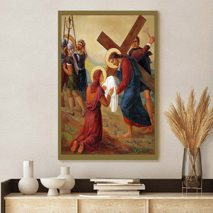 Veronica Wipes The Face Of Jesus Canvas Pictures - Christian Canvas Wall Decor - Religious Wall Art Canvas