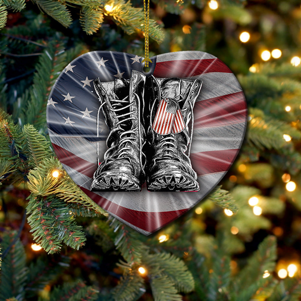 Veteran Daughter Heart Ceramic Ornament - Christmas Ornament - Christmas Gift