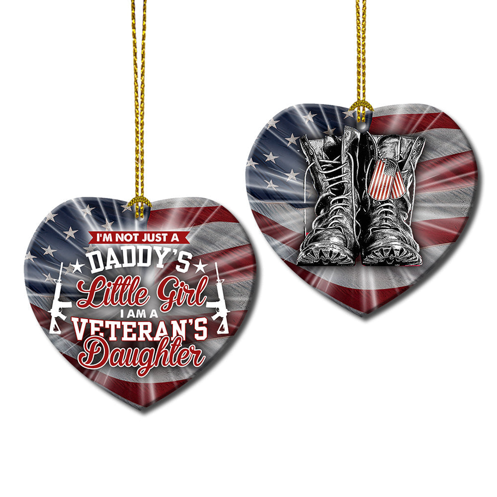 Veteran Daughter Heart Ceramic Ornament - Christmas Ornament - Christmas Gift