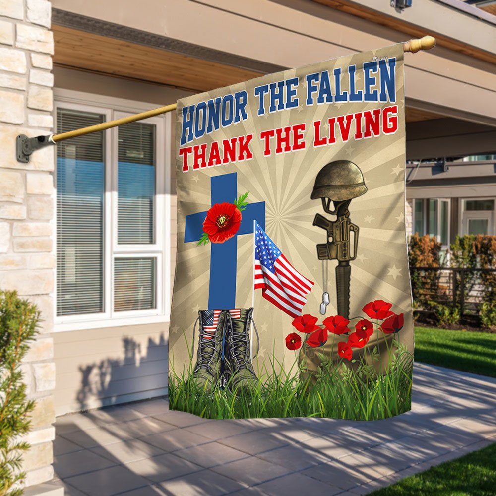Veteran Day Honor The Fallen Thank The Living Flag - Outdoor House Flags - Decorative Flags