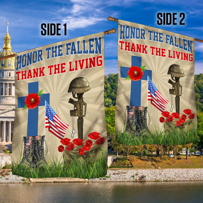 Veteran Day Honor The Fallen Thank The Living Flag - Outdoor House Flags - Decorative Flags