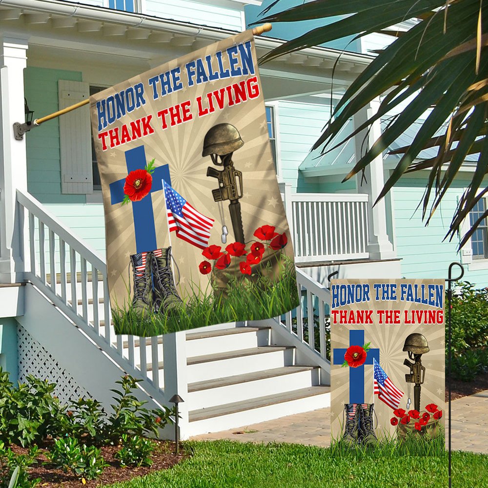 Veteran Day Honor The Fallen Thank The Living Flag - Outdoor House Flags - Decorative Flags