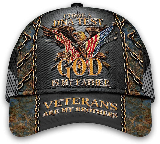 Veteran I Took A Dna Test And God Is My Father All Over Print Baseball Cap - Christian Hats For Men Women