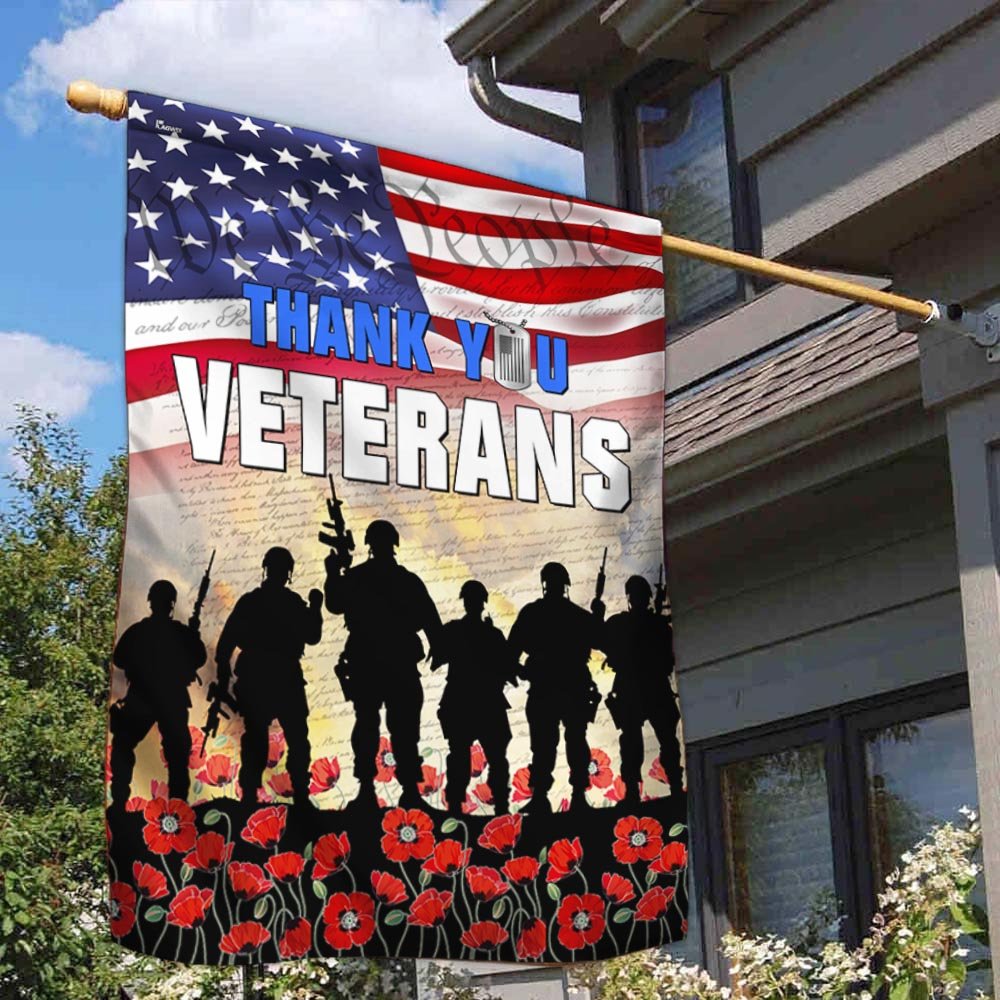 Veterans Day Thank You Veterans Flag - Outdoor House Flags - Decorative Flags