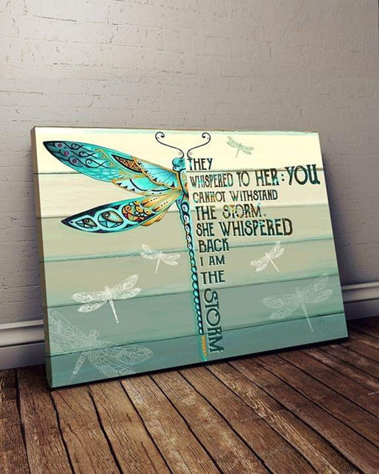 Vintage Dragonflies They Whispered To Her You Cannot Withstand The Storm Canvas Wall Art - Christian Poster - Religious Wall Decor