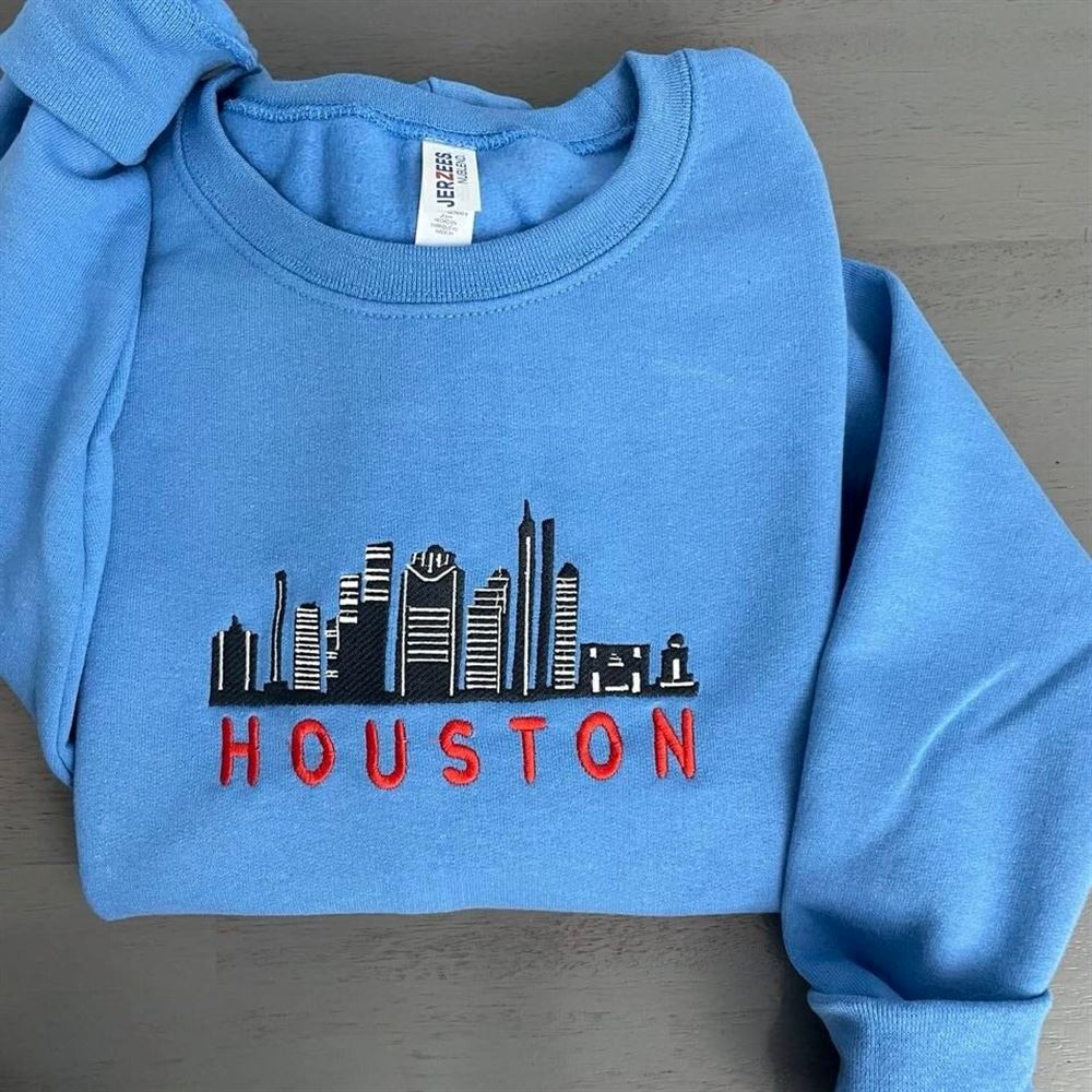 Vintage Houston Embroidered Sweatshirt, Women's Embroidered Sweatshirts