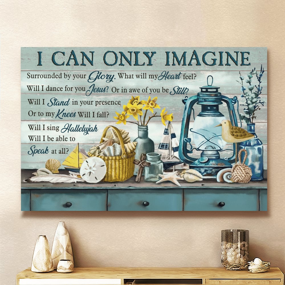 Vintage Painting Ocean Theme I Can Only Imagine Jesus Canvas Wall Art - Jesus Canvas Pictures - Christian Wall Posters