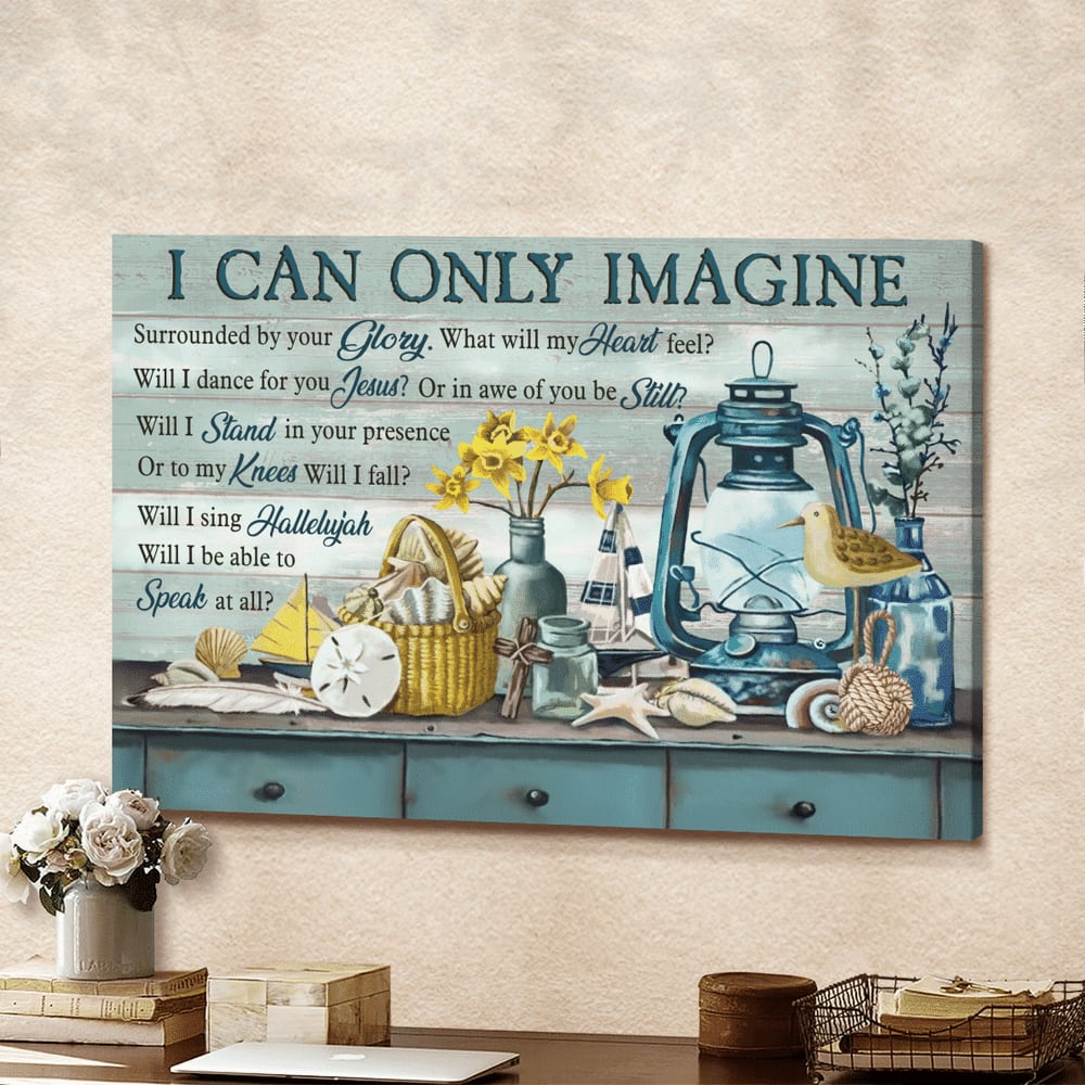 Vintage Painting Ocean Theme I Can Only Imagine Jesus Canvas Wall Art - Jesus Canvas Pictures - Christian Wall Posters