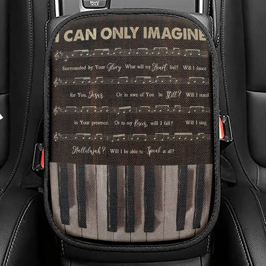 Vintage Piano Music Sheet I Can Only Imagine Car Center Console Cover, Christian Armrest Seat Cover, Bible Seat Box Cover