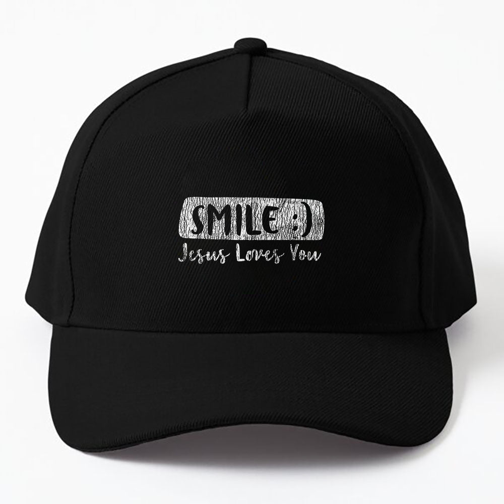 Vintage Smile Loves You Jesus Religious Faith Christian Gift Cap