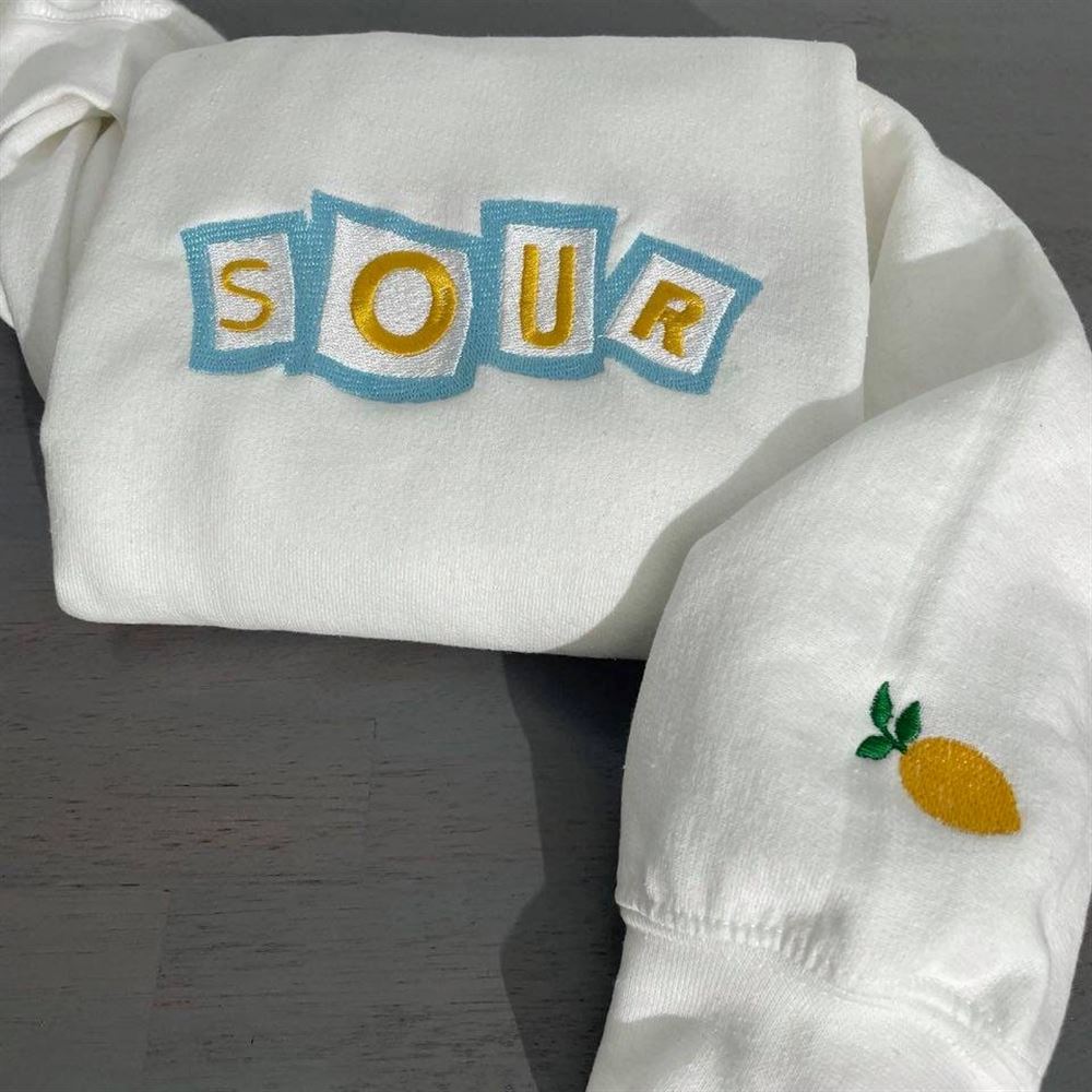 Vintage Sour Embroidered Sweatshirt, Women's Embroidered Sweatshirts