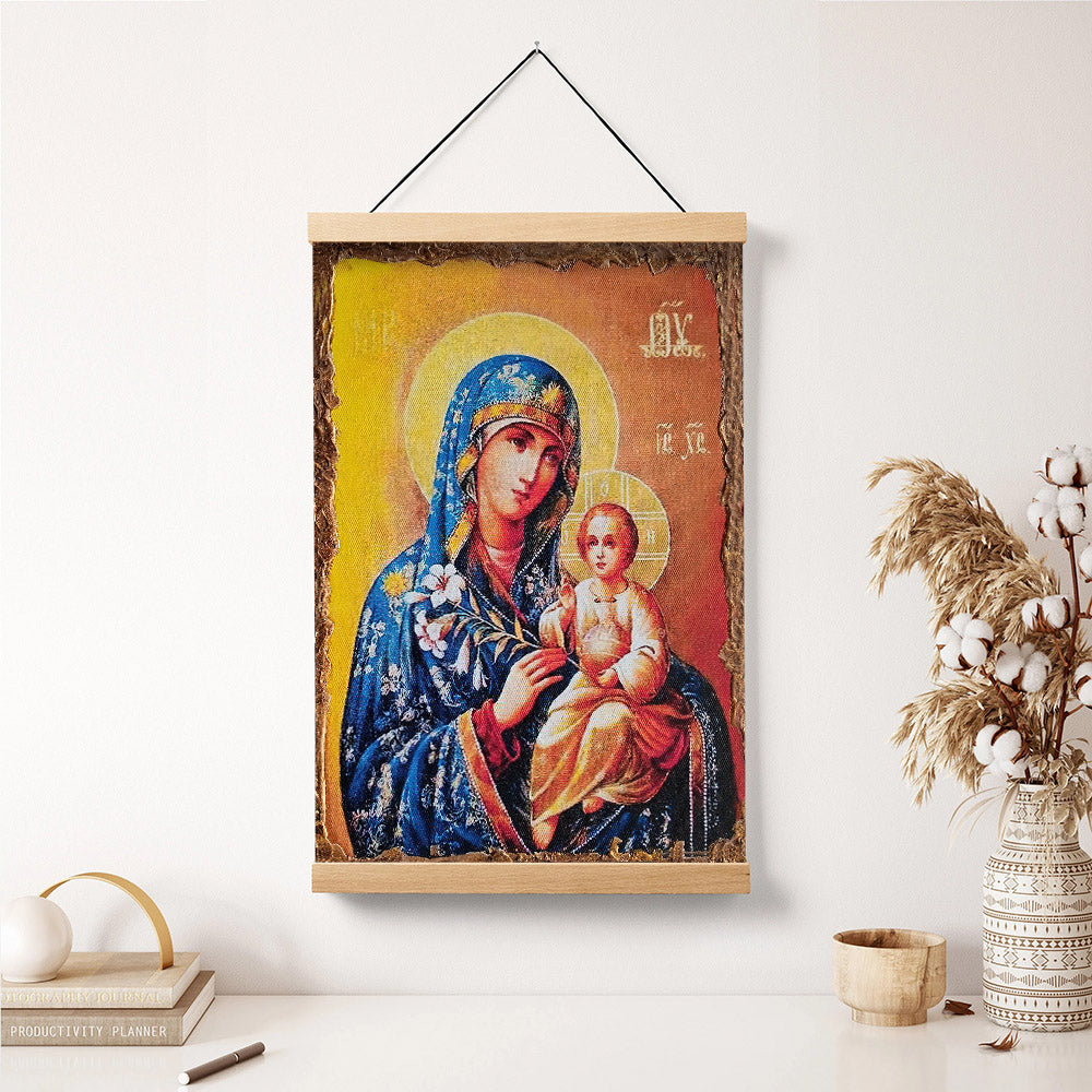 Virgin Mary And Jesus Child Hanging Canvas Wall Art - Catholic Hanging Canvas Wall Art - Religious Gift - Christian Wall Art Decor