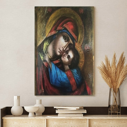 Virgin Mary And Jesus Panagia Canvas Wall Art - Catholic Canvas Wall Art - Religious Gift - Christian Wall Art Decor