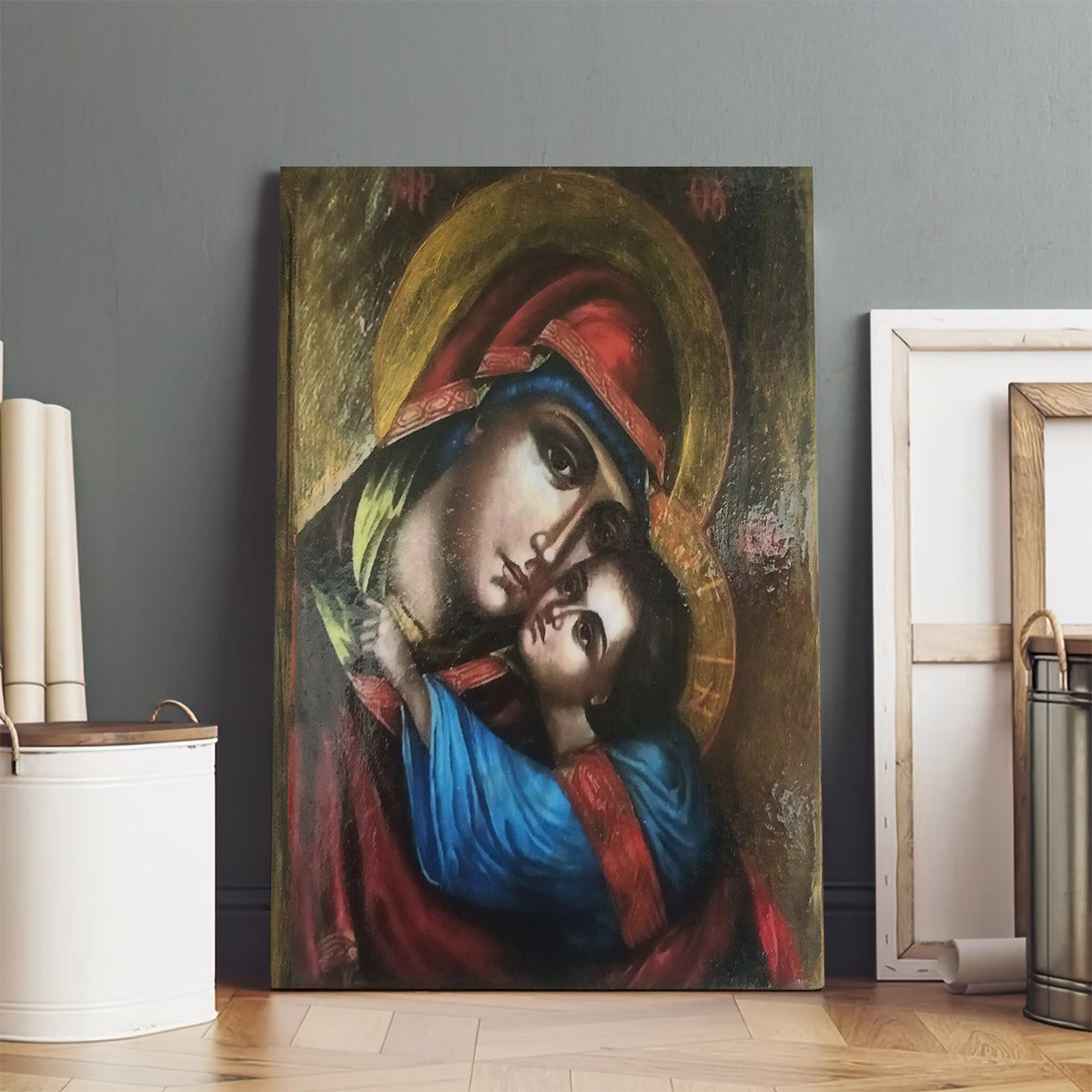 Virgin Mary And Jesus Panagia Canvas Wall Art - Catholic Canvas Wall Art - Religious Gift - Christian Wall Art Decor
